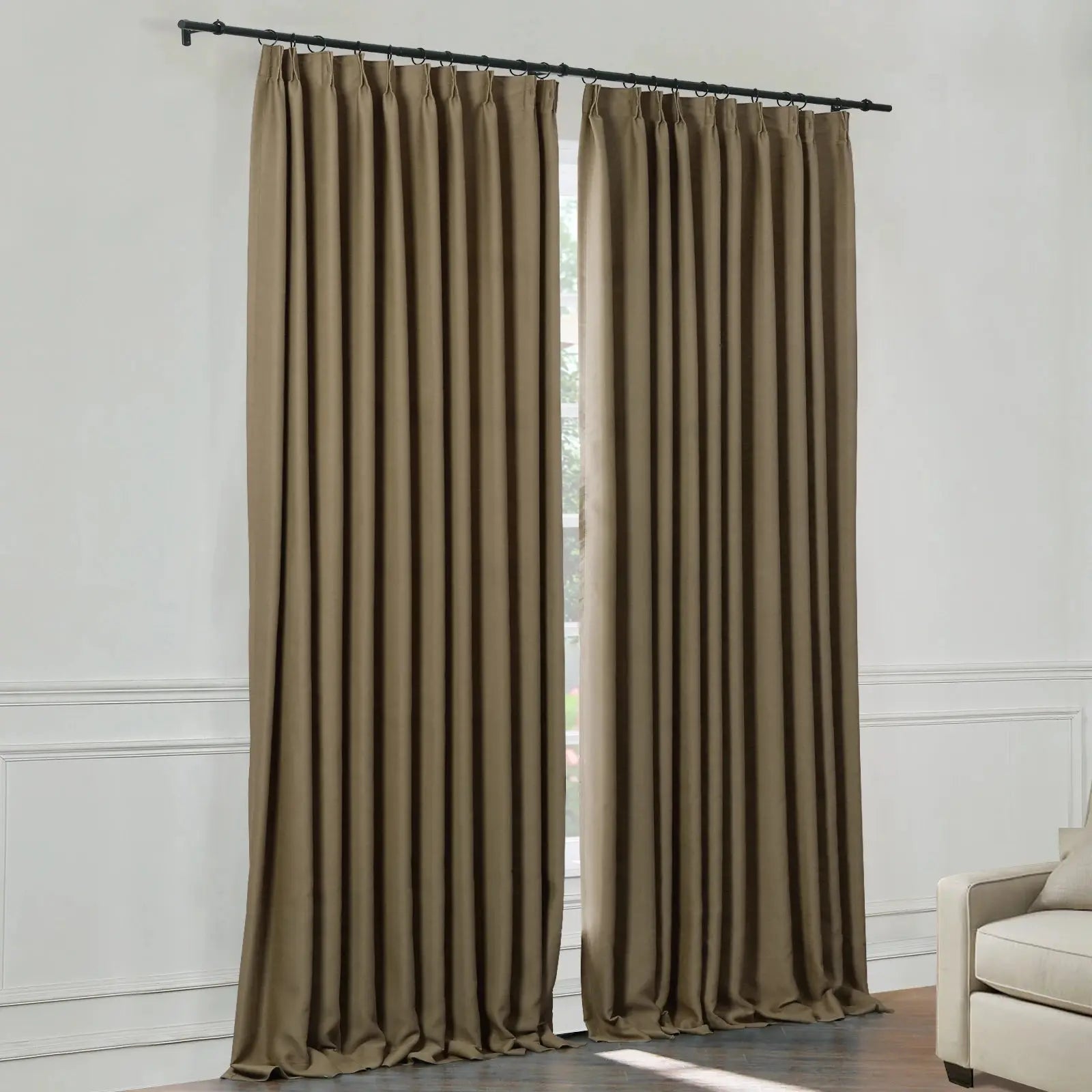 Blackout Pleated Curtains - 100% Light Blocking, Thermal Insulated for Bedroom & Living Room - Atlanta Home Decor