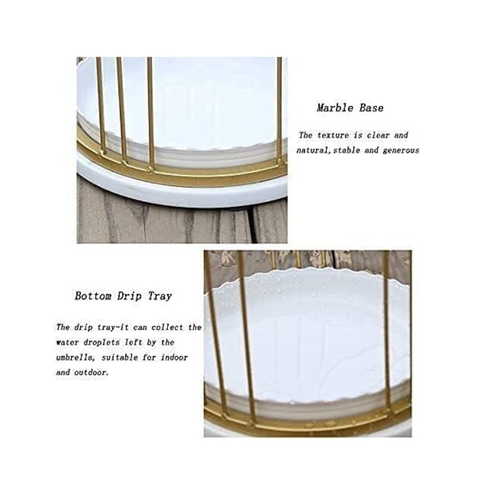 Metal Umbrella Stand with Marble Base & Water Tank - Hollowed-Out Design for Hotels, Apartments & Offices - Durable Entryway Umbrella Holder for Wet & Dry Storage (Perfect for Lobbies, Hallways & Home Entrances)