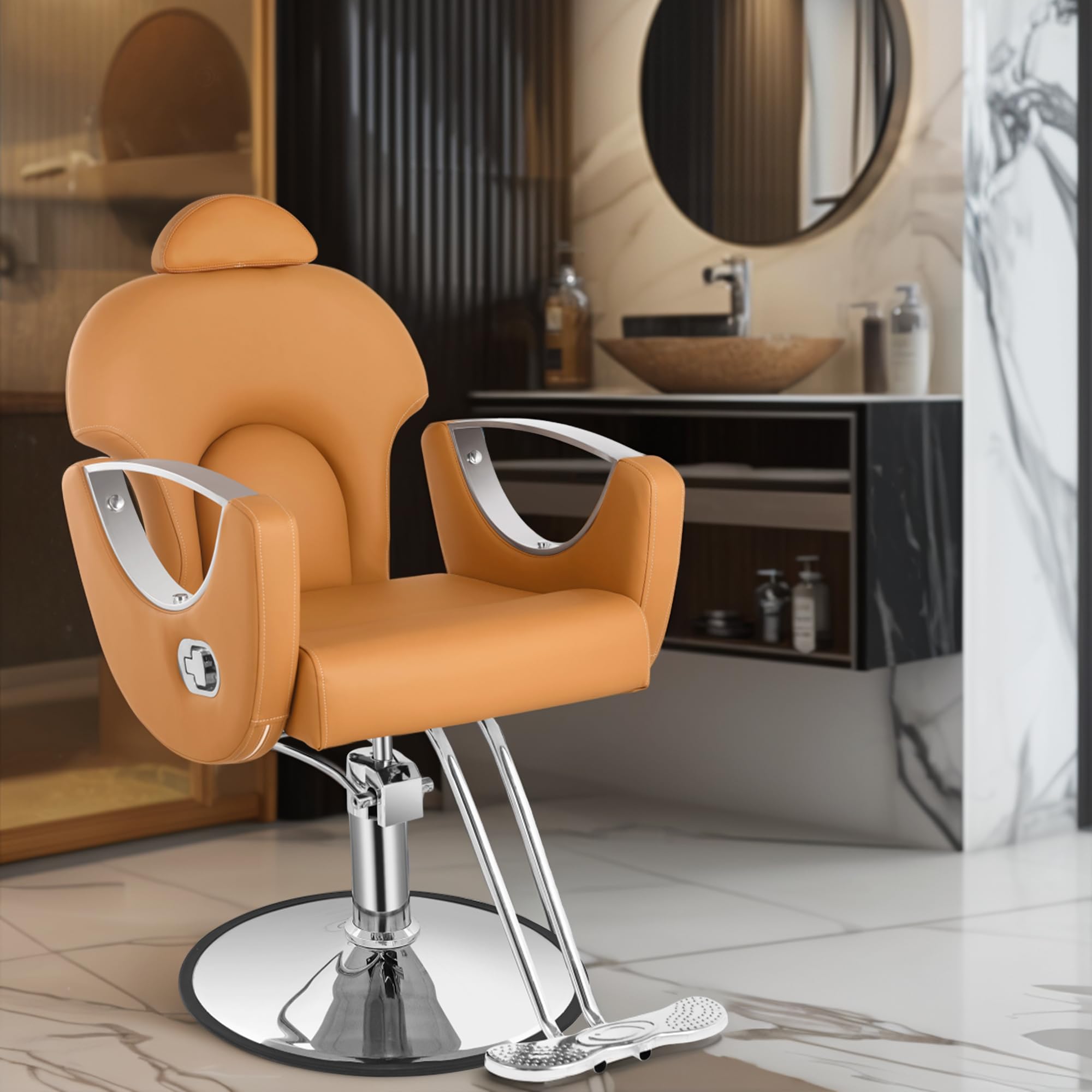 Professional Salon Chair for Hair Stylists & Barbers - 360° Rotating Hydraulic Hairdressing Chair with Adjustable Height, Shampoo Back & Footrest - Perfect for Hair Salons, Barber Shops, Tattoo Studios & Spa Beauty Treatments