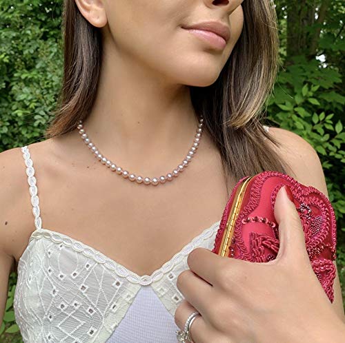 Sterling Silver Pink Pearl Necklace - 18