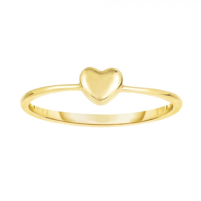 14K Yellow Gold Mini Puffed Heart Ring for Women - Dainty & Elegant Jewelry Gift for Valentine's Day, Anniversary or Everyday Wear