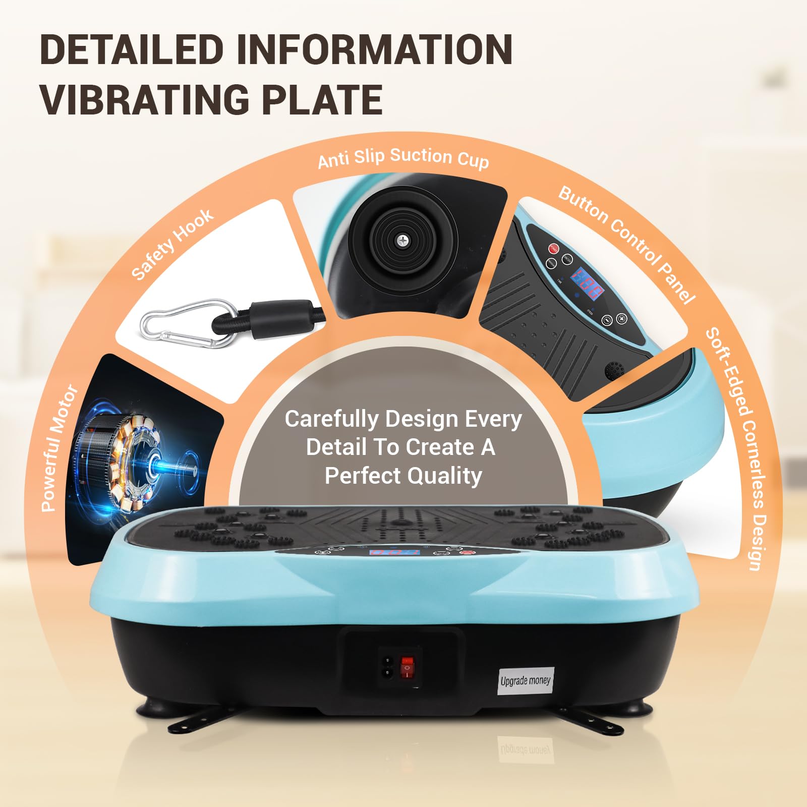 Vibration Plate Exercise Machine - 330lbs Capacity, 6 Preset Modes & 120 Speed Levels for Lymphatic Drainage, Weight Loss & Toning - Includes Loop Belt - Perfect for Home Gym, Physical Therapy & Fitness Training
