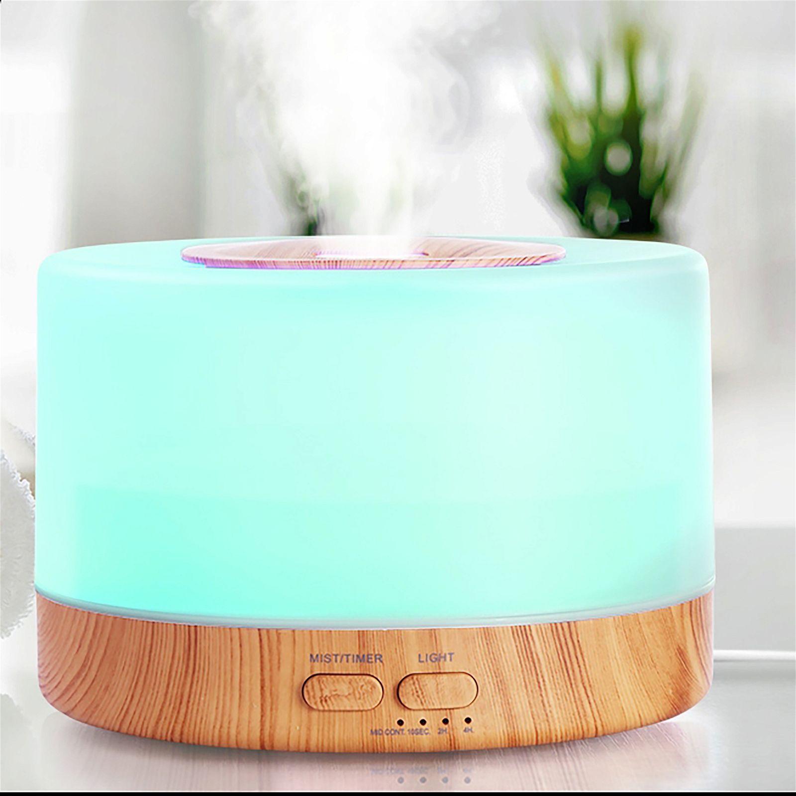 DEVANTI 500ml Aroma Diffuser with Remote Control - Wood Grain Essential Oil Humidifier, LED Night Light & Air Purifier for Home, Office, Yoga & Spa Relaxation