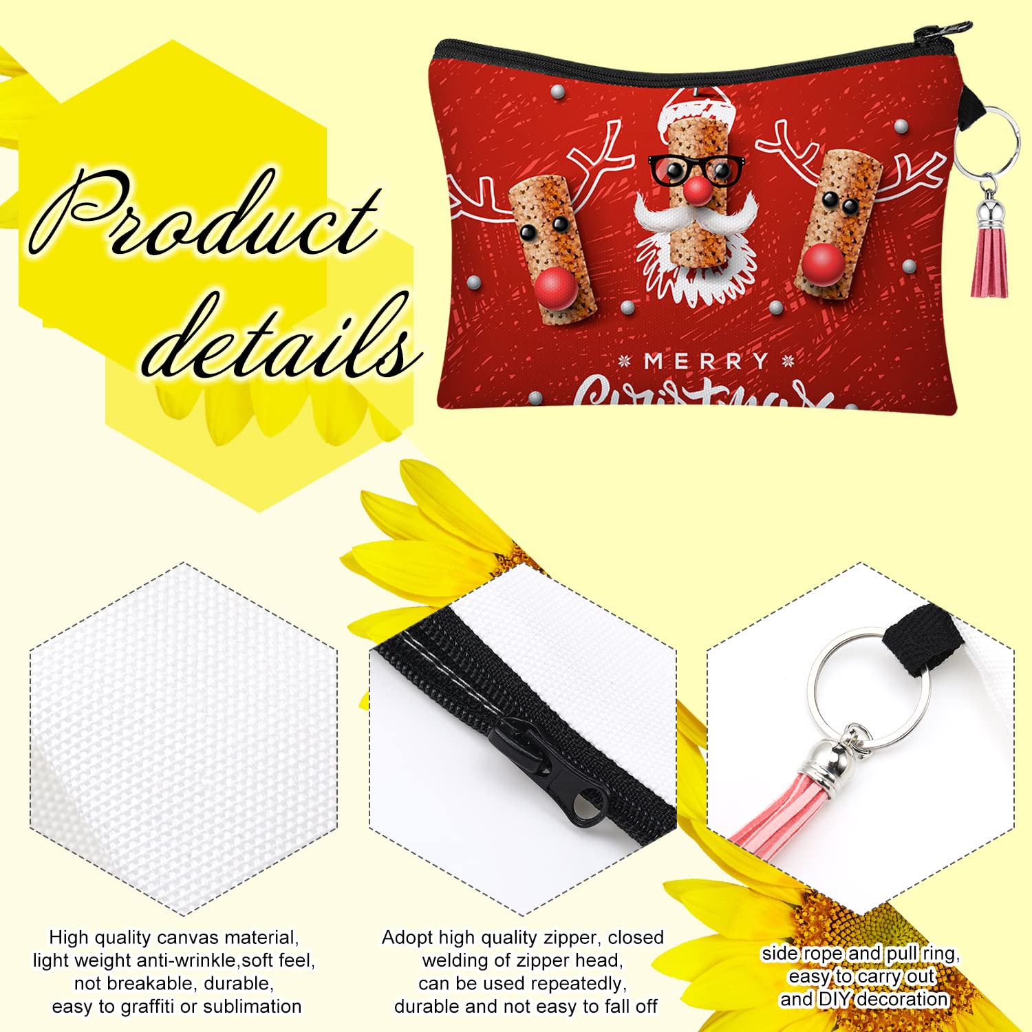 8-Piece DIY Sublimation Cosmetic Bags Set with Zipper - Heat Transfer Makeup Pouch, Keychains & Tassels for Crafts, Back to School Gifts | Perfect for Personalization, DIY Projects & Party Favors