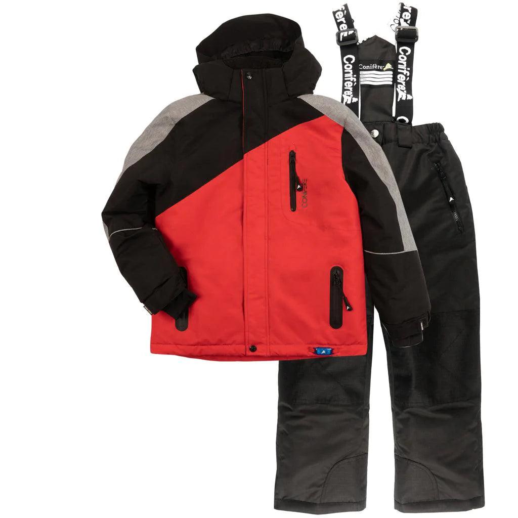 Conifere Flash Boys Snowsuit Set - Winter Waterproof Snow Jacket & Pants for Kids (Red) - Perfect for Skiing, Snowboarding & Outdoor Winter Play