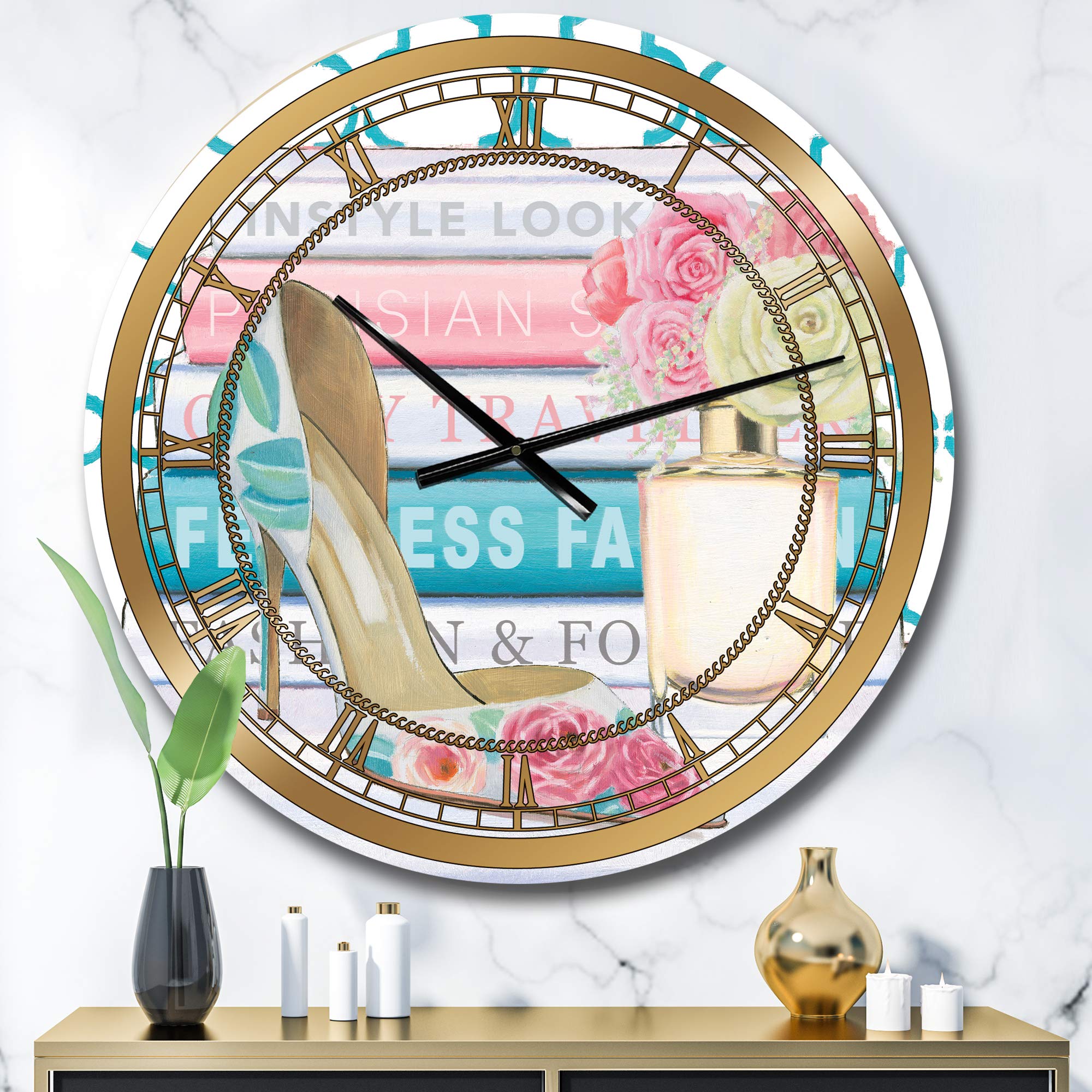 Pink Fashion High Heels Wall Clock - Large Glamorous Kitchen Decor for Women - Perfect for Bedroom, Living Room & Office Décor