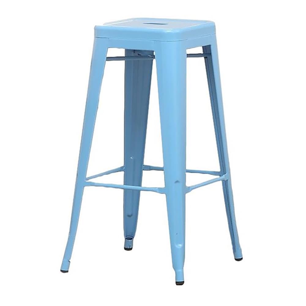Karthe Modern Steel Stool Set of 2 - Blue Bar Stools for Kitchen Island, Counter Height & Industrial Style Home Decor - Durable Metal Stools with Comfortable Seat