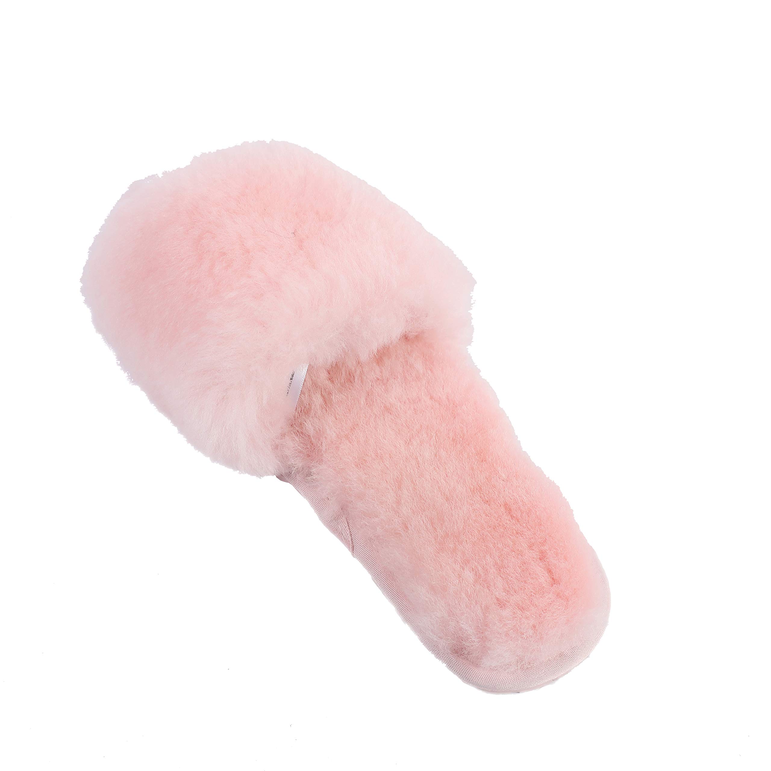 Boiled Wool Slippers for Women - Genuine Fur Open-Toe House Slippers by dechic | Cozy Indoor Luxury Slippers for Home, Spa & Relaxation