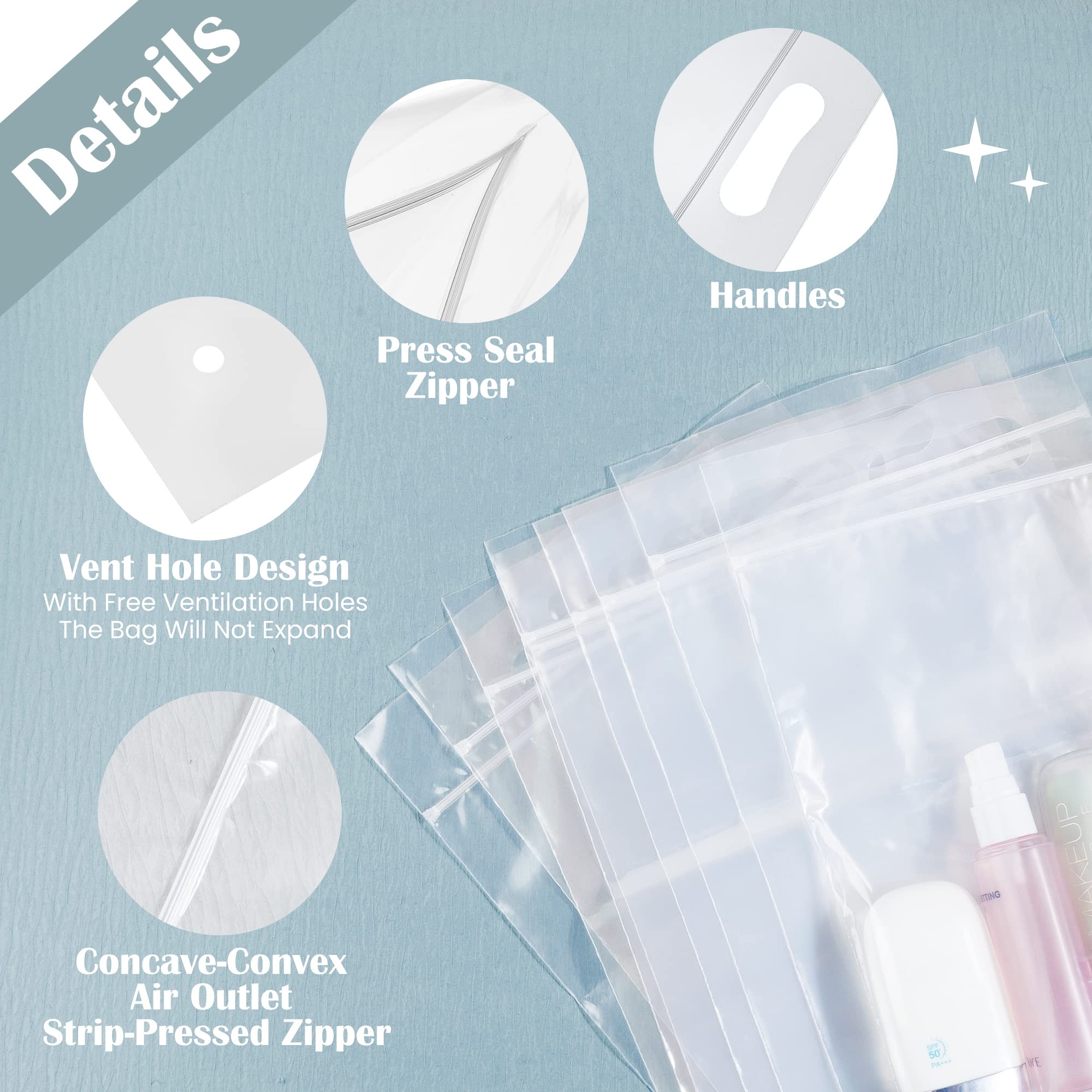 10-Pack Clear Makeup Bags 30x20cm - Transparent Cosmetic Organizer for Travel, Toiletry Storage & Daily Essentials - Waterproof PVC Travel Pouches for Women & Men