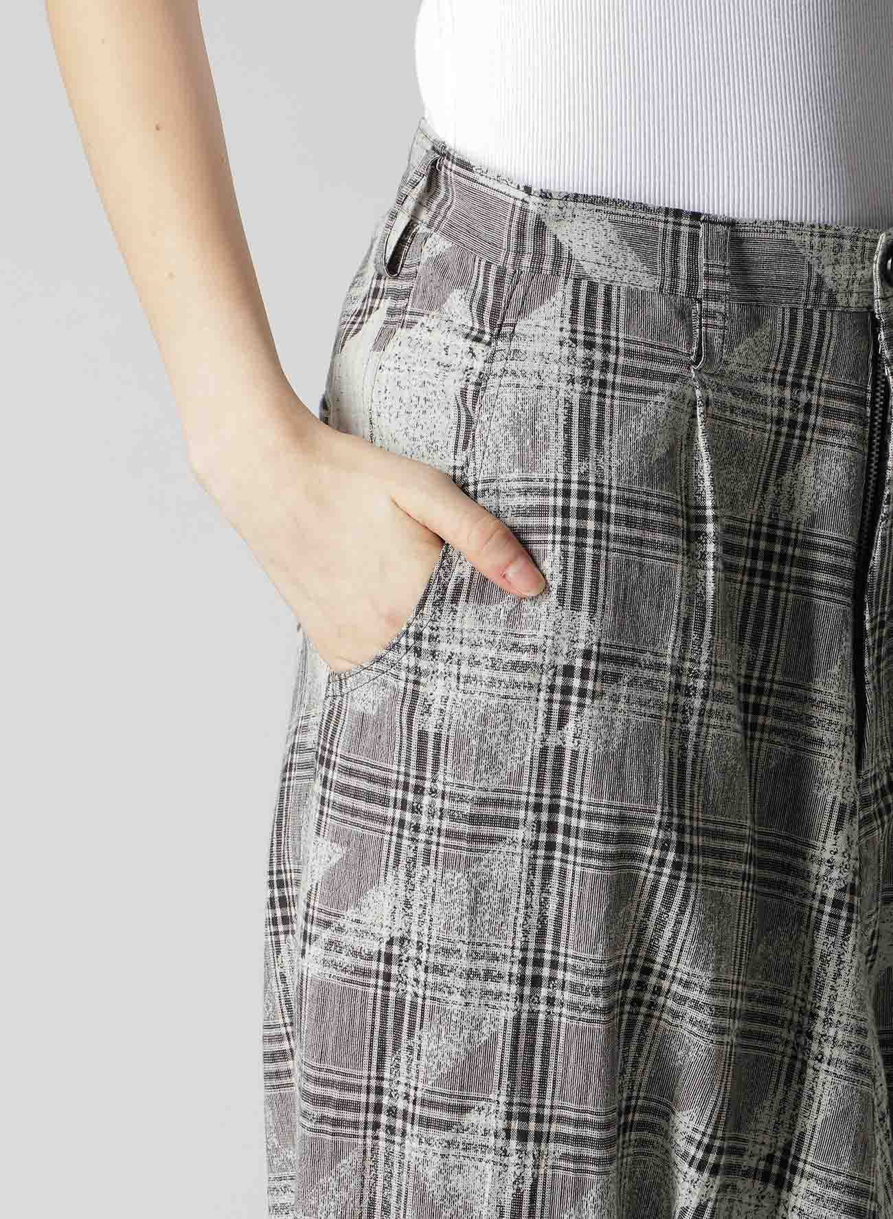 Stylish Cotton Linen Plaid Houndstooth Sarouel Pants with Cuffed Hem - Perfect for Casual Wear, Street Fashion & Boho Outfits