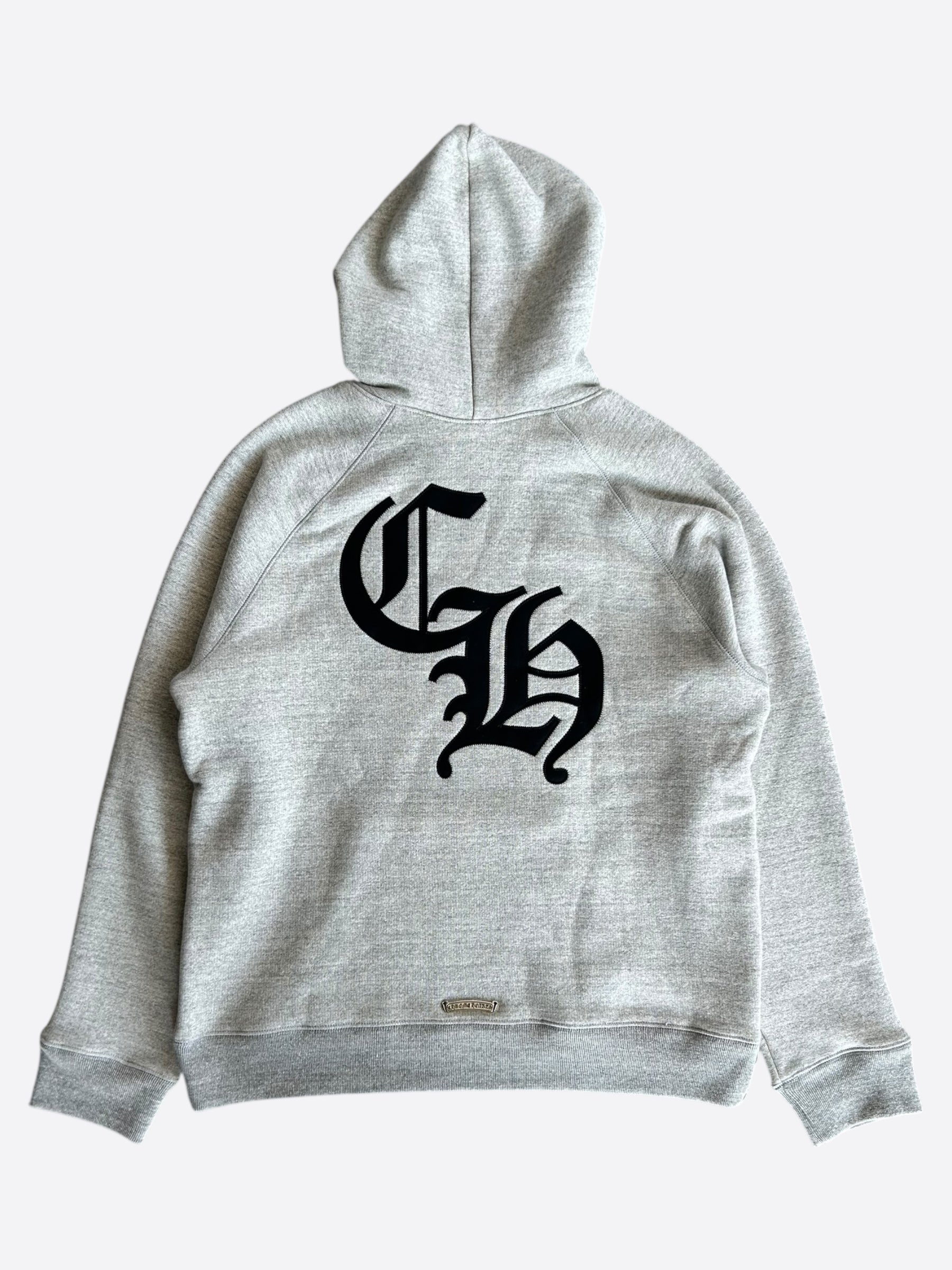 Chrome Hearts Grey & Black Triple Cross CH Logo Embroidered Hoodie for Men - Streetwear Fashion, Gothic Style, Casual Wear for Everyday Outfits & Urban Lifestyle