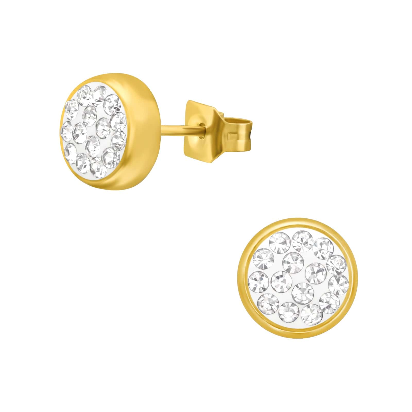 6mm Gold Plated Steel Round Ear Studs for Women - Hypoallergenic & Durable Earrings for Everyday Wear, Parties & Gifting