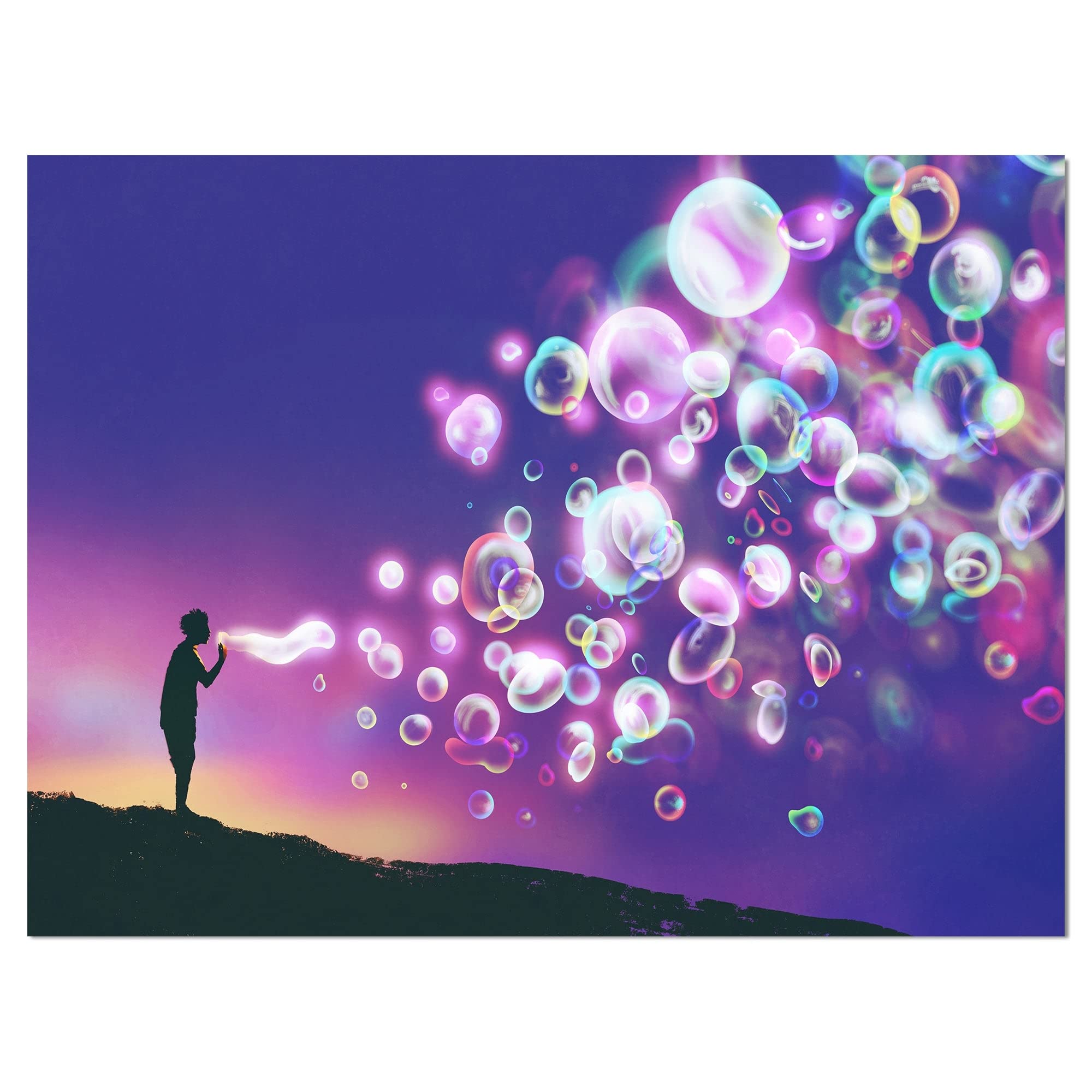 DESIGN ART 'Man Blowing Soap Bubbles' Contemporary Canvas Wall Art - 40x30 Inches, Stretched & Wrapped Canvas Print - Perfect for Living Room, Bedroom, Office Decor