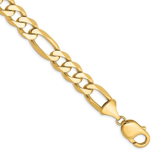 14KT Yellow Gold 10mm Figaro Link Bracelet for Men - Classic 8-Inch Chain Jewelry for Gifts, Weddings & Special Occasions