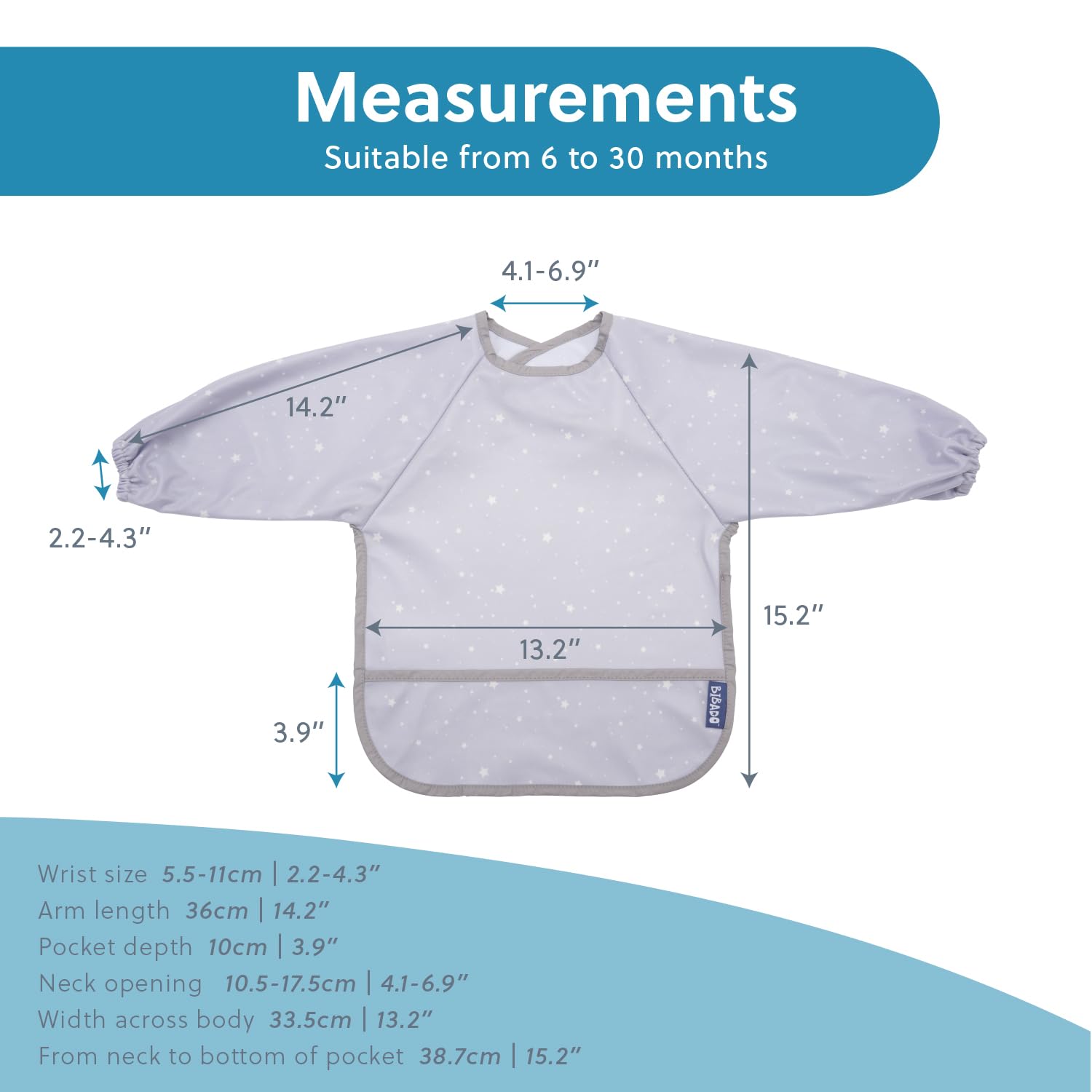 BIBaDO Mess Proof Baby Bibs - 2 Pack Long Sleeve Waterproof Bibs for Toddlers 6 Months to 3 Years | Machine Washable Feeding Bibs for Mealtime, Snacks & Art Activities