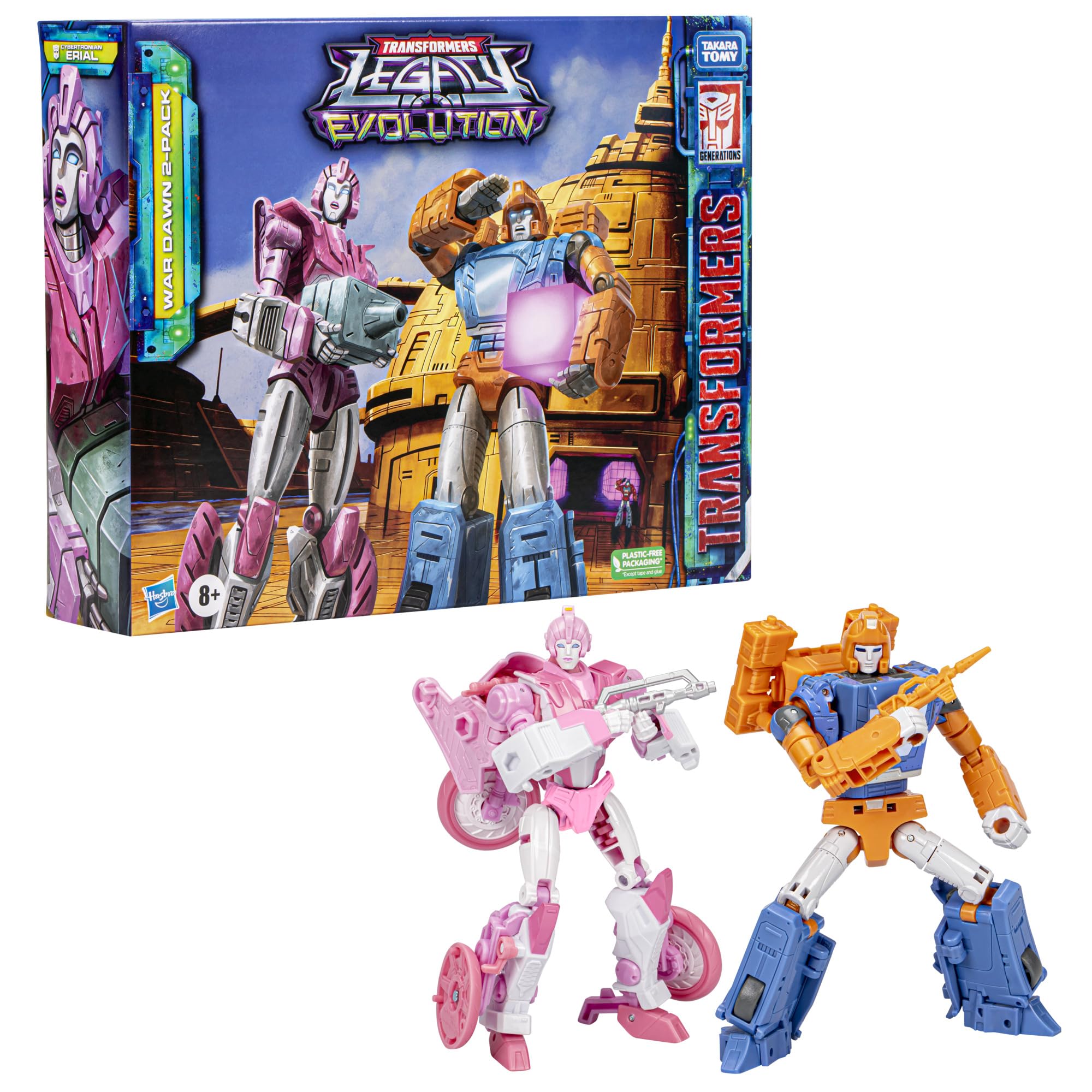 Transformers Legacy Evolution War Dawn 2-Pack Deluxe Cybertronian Erial & Dion Action Figures - SDCC 2023 Exclusive Collectible Toys for Kids Ages 8+ | Perfect for Display, Play & Gifting