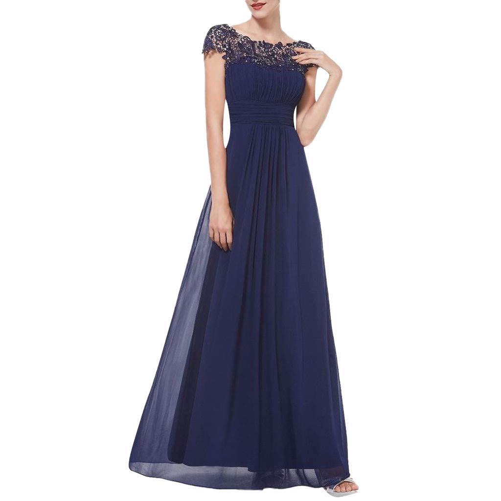 FORUU Women's Retro Floral Lace Vintage Wedding Maxi Dress - Elegant 2/3 Sleeve Slim Formal Gown for Bridal, Party & Special Occasions