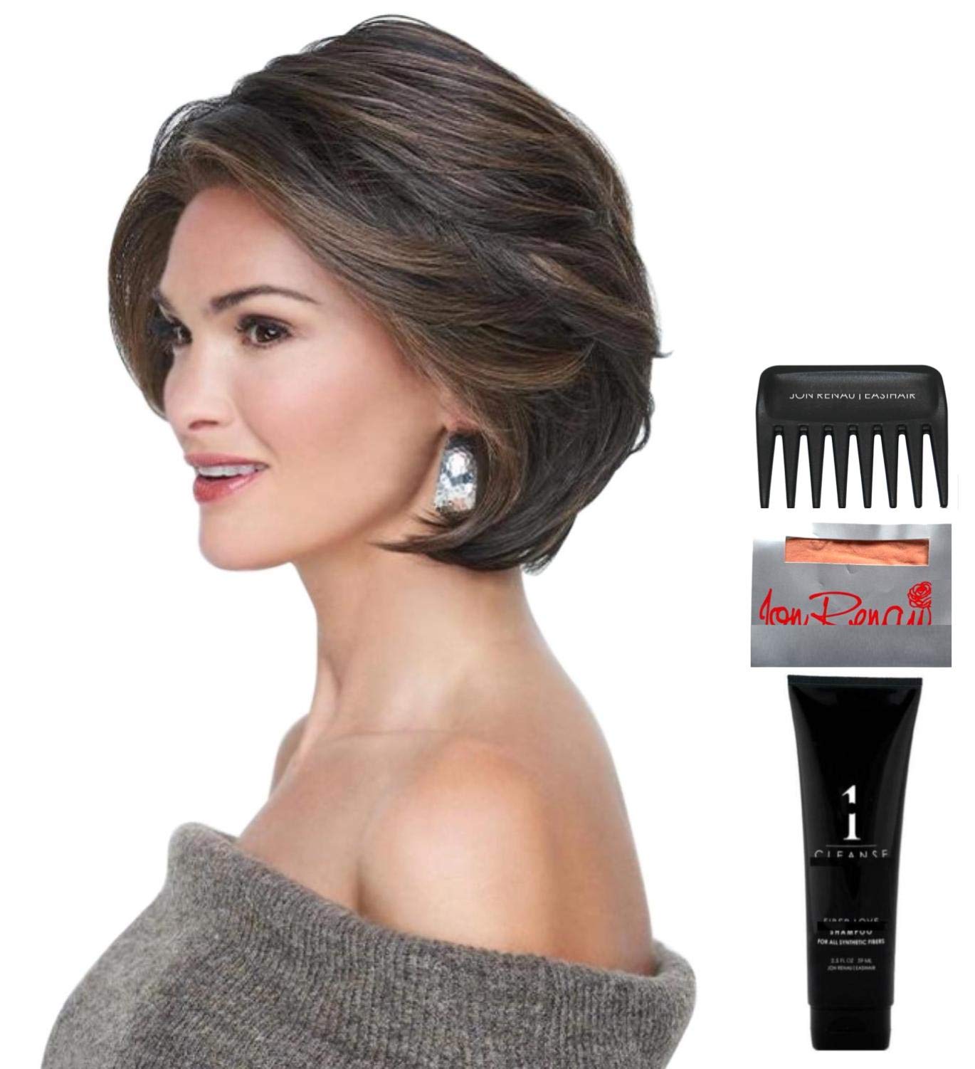 Raquel Welch In Charge Wig Bundle - 5 Items Including Christy's Wigs Q&A Booklet, Travel Size Wig Shampoo, Wig Cap & Wide Tooth Comb (Color RL2_4) | Perfect for Cosplay, Costume Parties & Everyday Styling