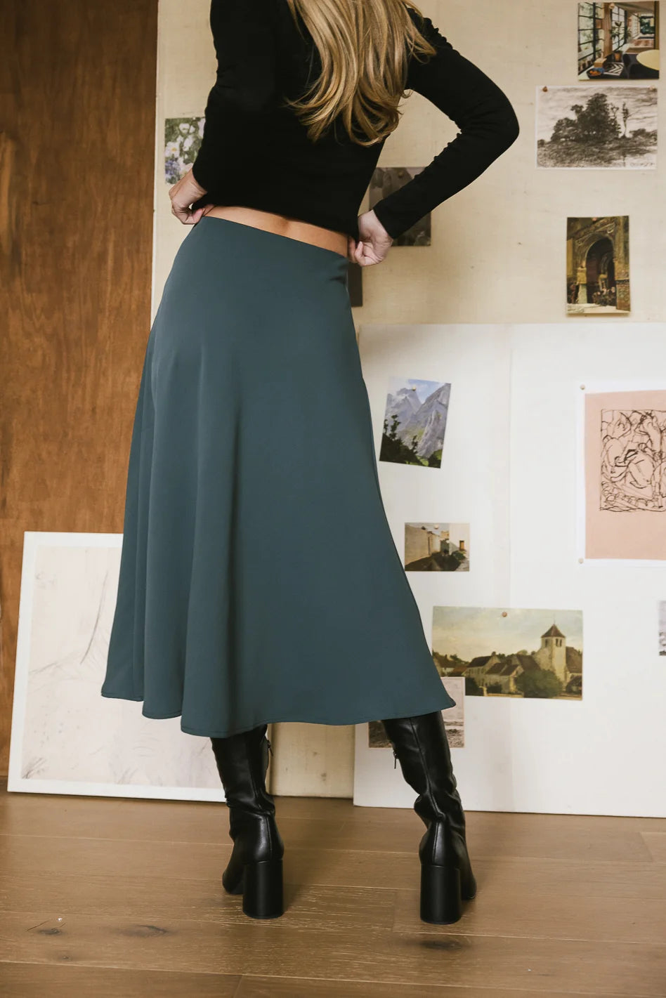 Kamila Skirt in Teal - Women's Flowy Midi Skirt with Elastic Waist | Perfect for Summer Outfits, Beach Vacations & Boho Style