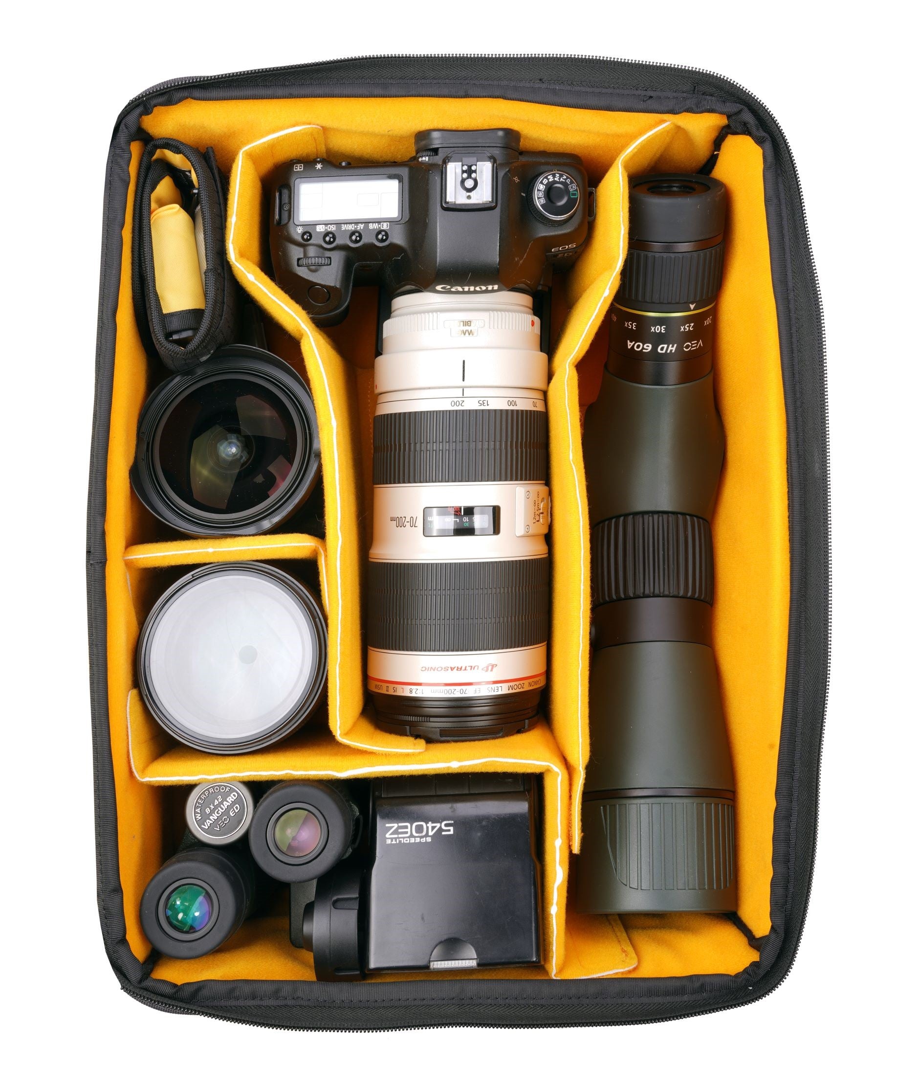 VEO Active 53 Khaki Green Camera Backpack with USB Charger Port - Waterproof DSLR Bag for Travel & Outdoor Photography (Hiking, Camping, Safari)