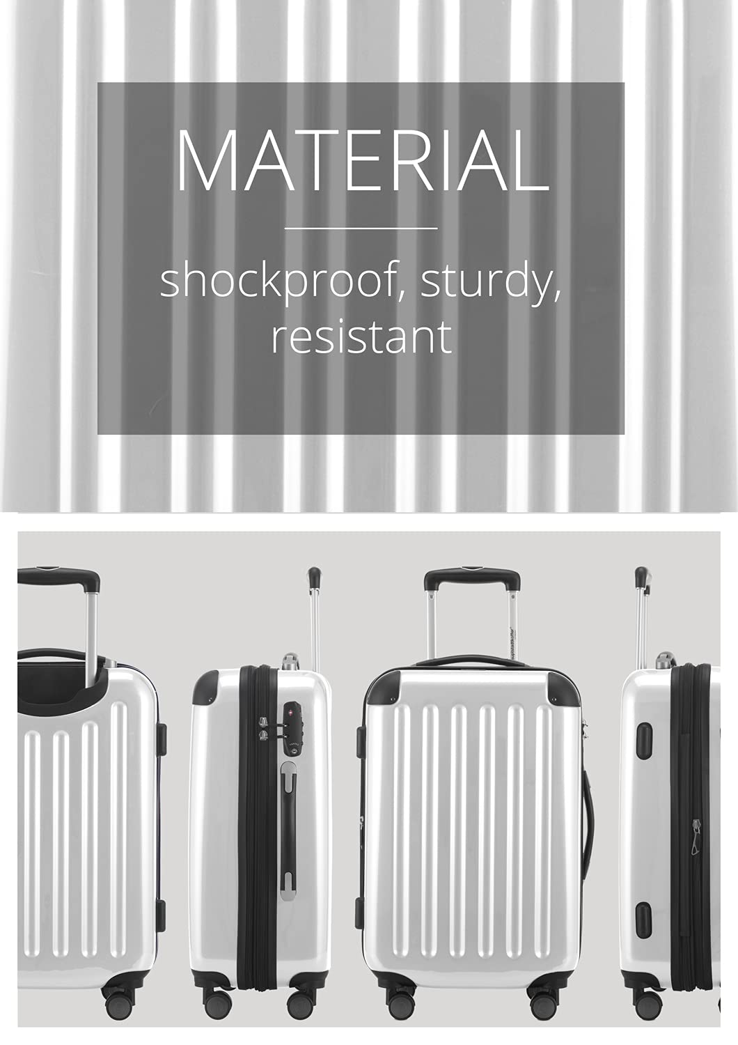 Premium White 55cm Cabin Luggage - Lightweight Carry-On Suitcase for Air Travel, Business Trips & Weekend Getaways