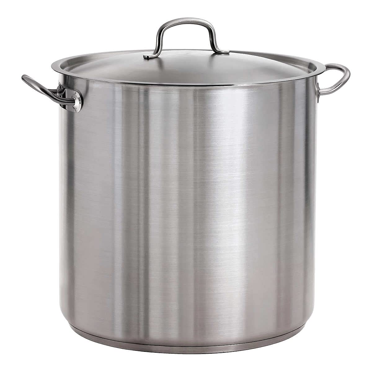Tramontina 38 Qt Stainless Steel Covered Stock Pot with Lid - 80117/578DS - Ideal for Soups, Stews, and Large Batch Cooking in Restaurants or Family Gatherings
