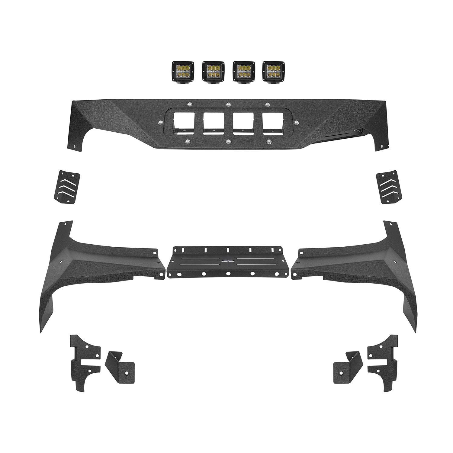 Hooke Road Wrangler TJ Windshield Frame Cover with 4 LED Lights - Sun Visor & Cowl Shade Body Armor for 1997-2006 Jeep Wrangler TJ - Perfect for Off-Roading, Camping & Sun Protection
