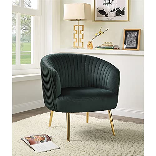 Acme Sigurd Velvet Upholstered Accent Chair - Gold & Green Luxury Lounge Chair for Living Room, Bedroom & Office Decor