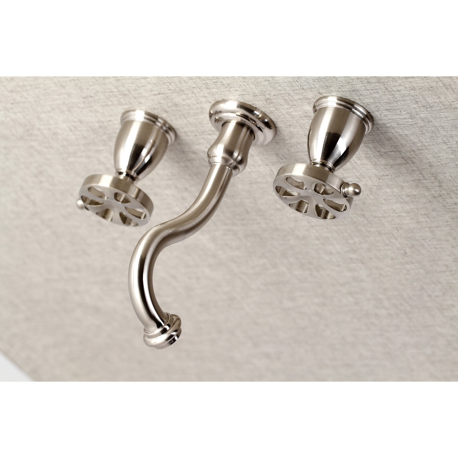 Belknap KS3128RX Brushed Nickel 3-Hole Double Handle Wall Mount Bathroom Faucet - Perfect for Modern Bathroom & Powder Room Renovations