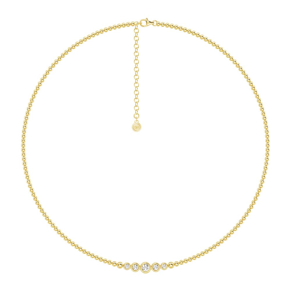 Lab Grown Diamond 5-Stone Beaded Necklace for Women - Elegant & Sustainable Jewelry for Weddings, Parties & Everyday Wear