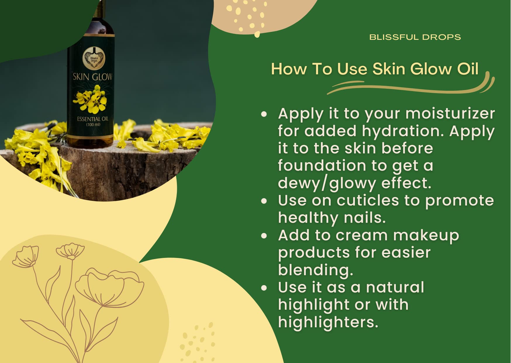 BLISSFUL DROPS Skin Glow Oil - Anti-Aging Facial Oil for Youthful Radiance | Daily Hydration & Wrinkle Prevention | Perfect for Dry Skin & Nighttime Skincare Routine
