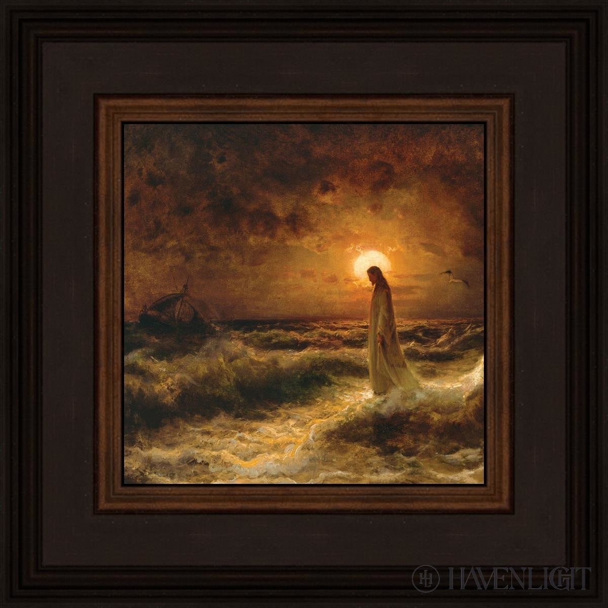 Christ Walking On The Water - Religious Wall Art Decor for Home, Church & Office - Inspirational Christian Painting for Faith-Based Interiors