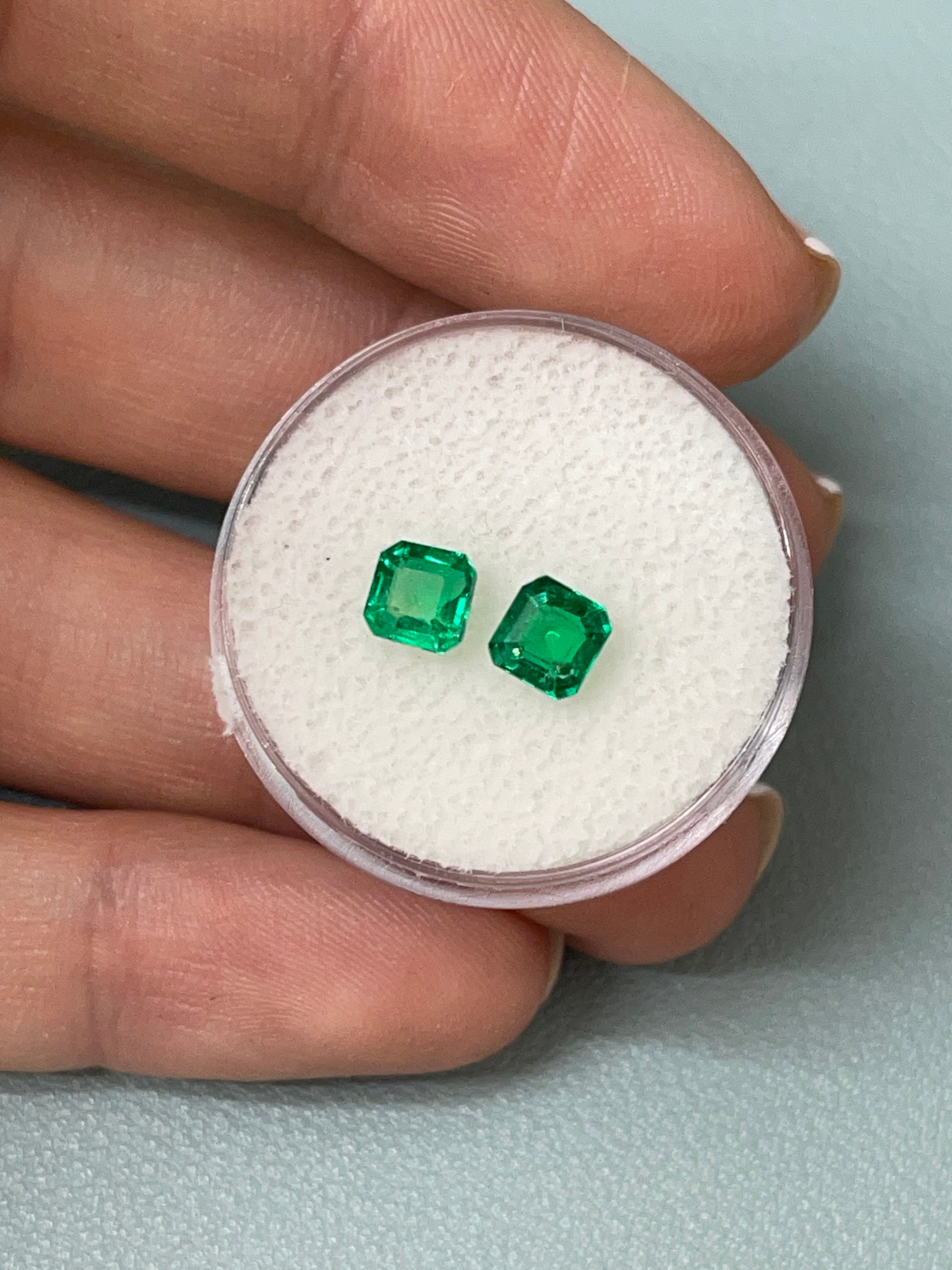 1.13tcw 5x5 Matching AAA Muzo Green Loose Colombian Emeralds - Asscher Cut Gemstones for Jewelry Making & Engagement Rings