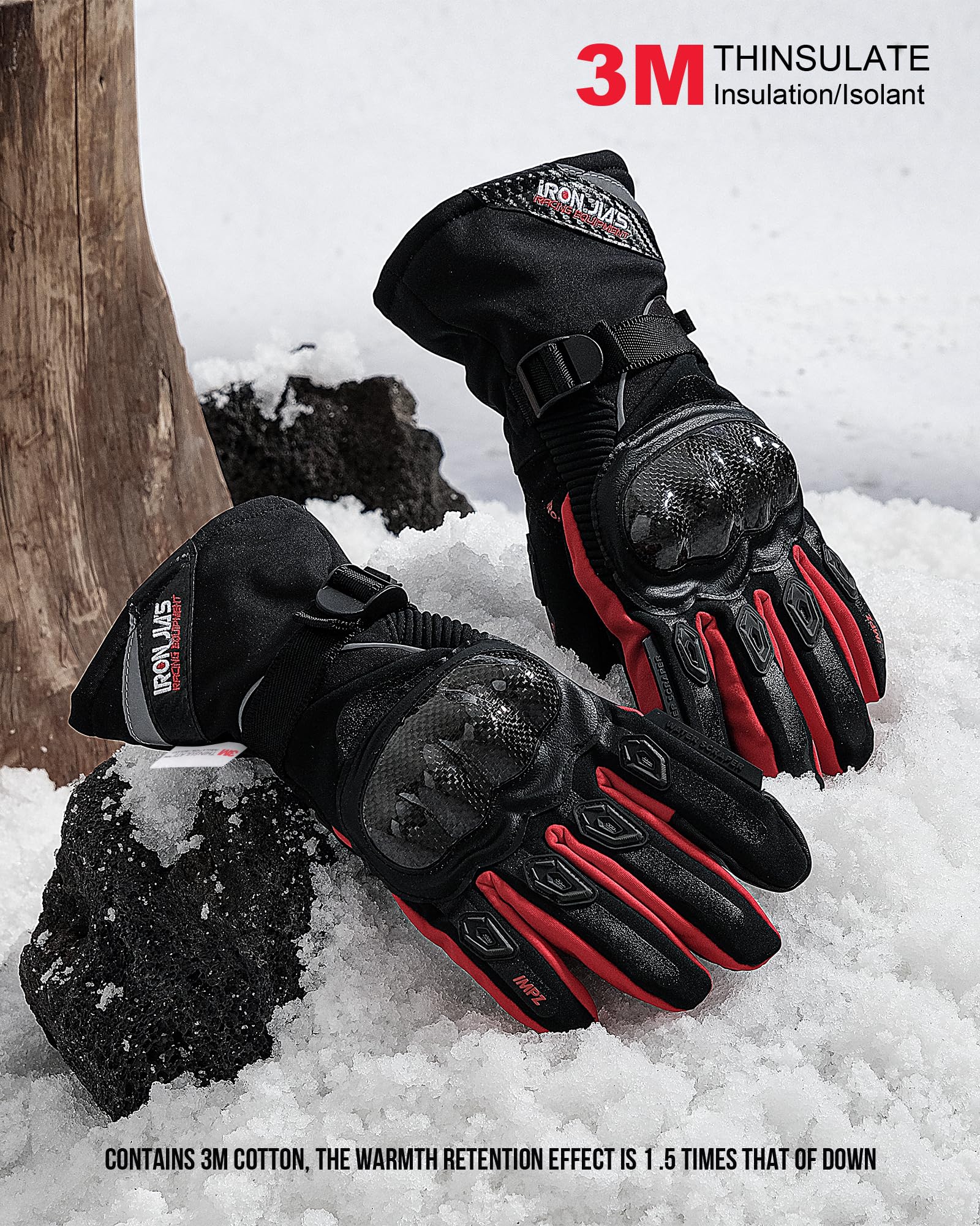 BORLENI Winter Motorcycle Gloves - Waterproof & Windproof Riding Gloves for Men & Women - Warm Protection for Cold Weather Motorcycling, Commuting & Adventure Riding