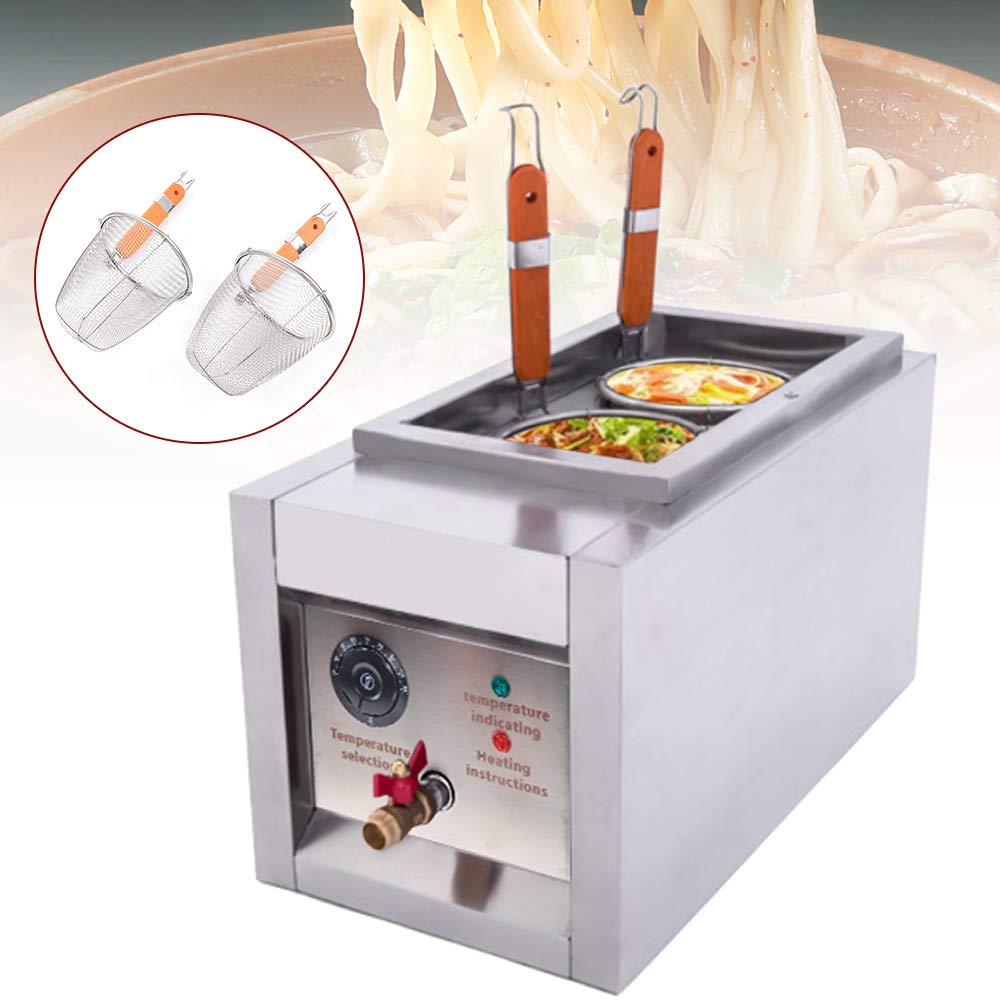 Commercial 2000W 2 Hole Electric Pasta Cooker - 8L Stainless Steel Noodle Cooking Machine with 2 Food-Grade Baskets for Noodles, Pasta, Dumplings & Soup | Perfect for Restaurants, Catering & Home Kitchens