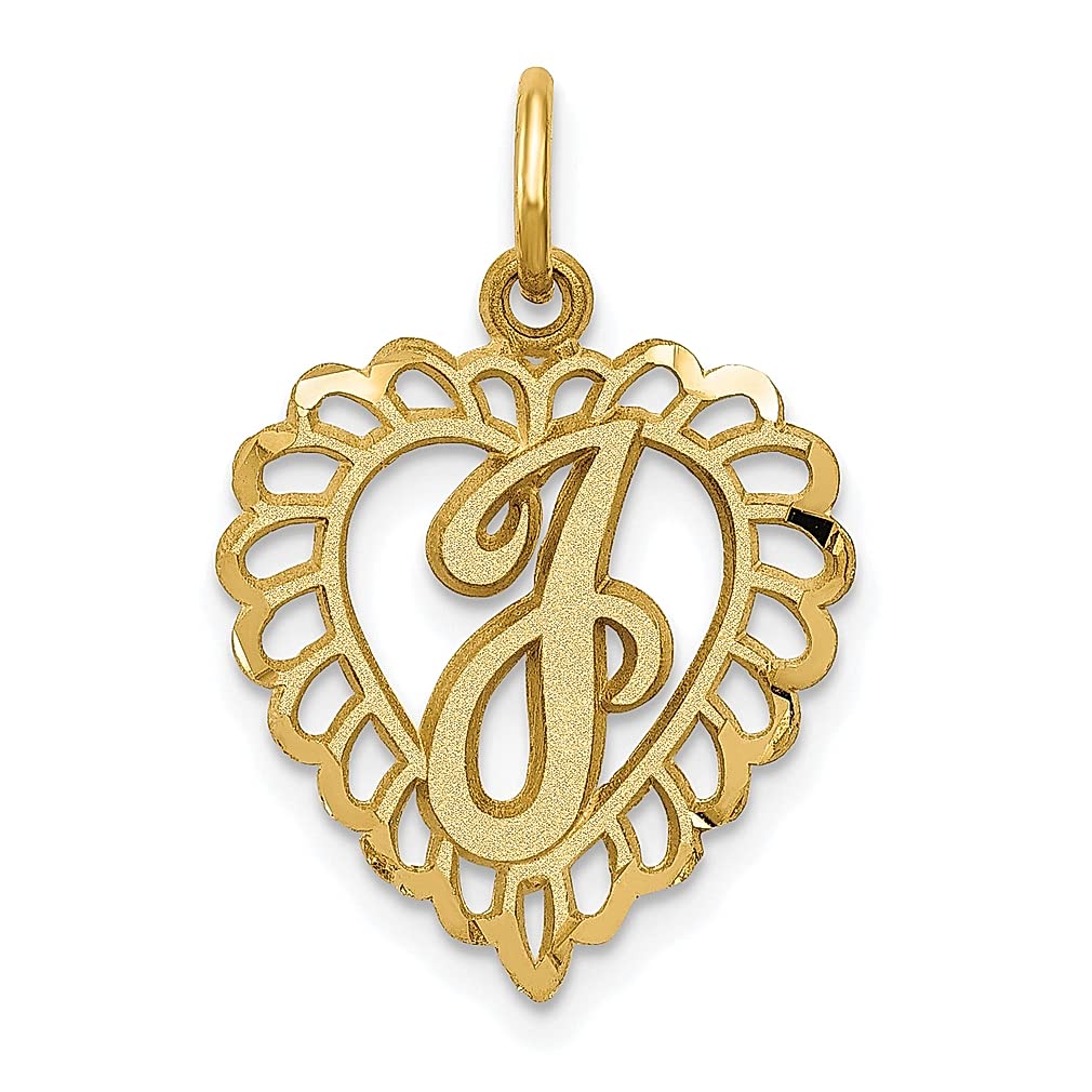 14K Yellow Gold Heart Letter J Charm Necklace - Dainty Initial Pendant for Women, Personalized Name Jewelry Gift for Her - Perfect for Birthdays, Anniversaries & Valentine's Day