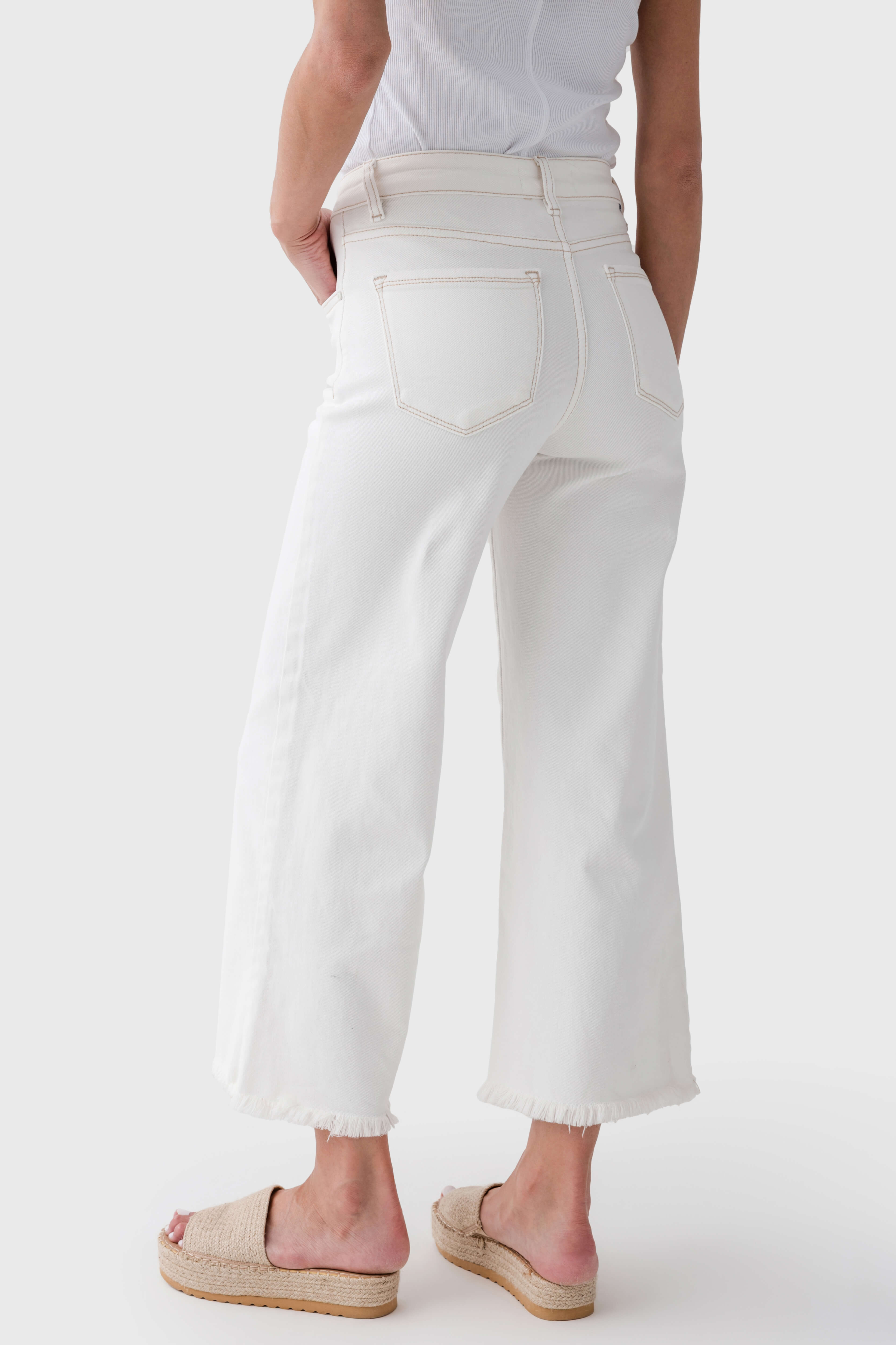 Risen Marlo Wide Leg Crop Jeans for Women - High Waist Distressed Denim Pants - Casual & Trendy Outfit for Streetwear, Date Night, and Everyday Wear