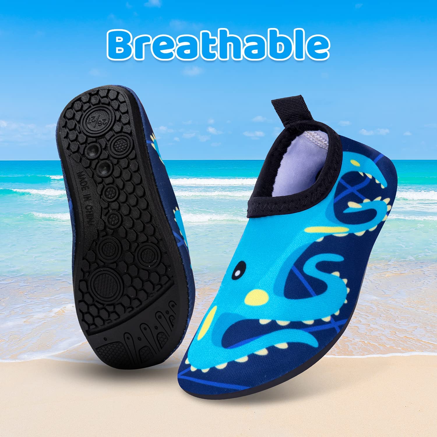 **Non-Slip Quick-Dry Kids Swim Water Shoes for Boys & Girls - Barefoot Aqua Socks for Beach, Pool & Outdoor Sports - Toddler Water Shoes for Swimming, Surfing & Play**
