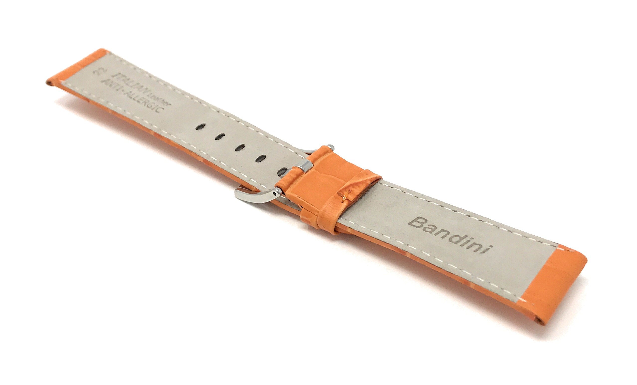 20mm Men's Alligator Leather Watch Band - Orange Strap for Classic & Smart Watches - Casual & Office Wear