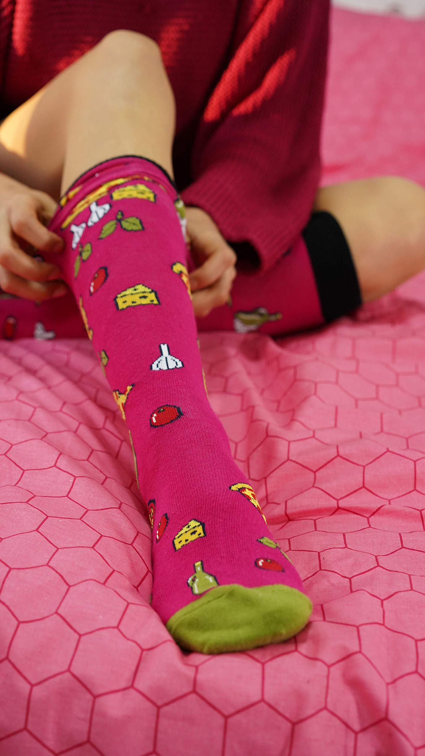 Women's 5-Pair Luxury Cotton Knee High Socks - Colorful, Fun & Cool - Perfect for Casual Wear, Cosplay & Fashion Outfits
