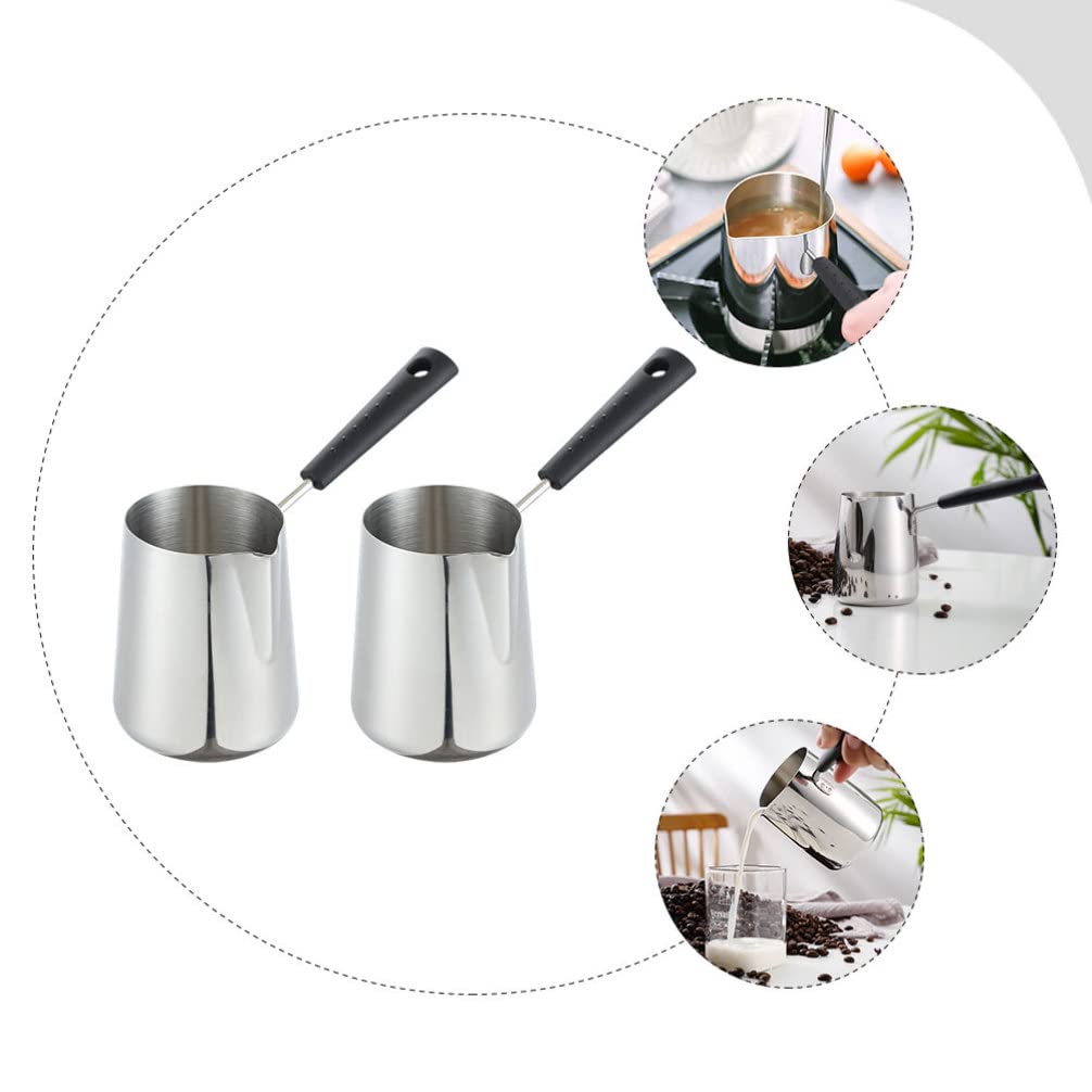 Hemoton 2-Piece Decorative Milk Pot Candle Warmer Set - Cream Cheese Container, Milk Steaming Jug, Induction-Compatible Melting Pot for Coffee, Tea & Cooking | Perfect for Home Kitchen, DIY Candles & Hot Beverage Preparation