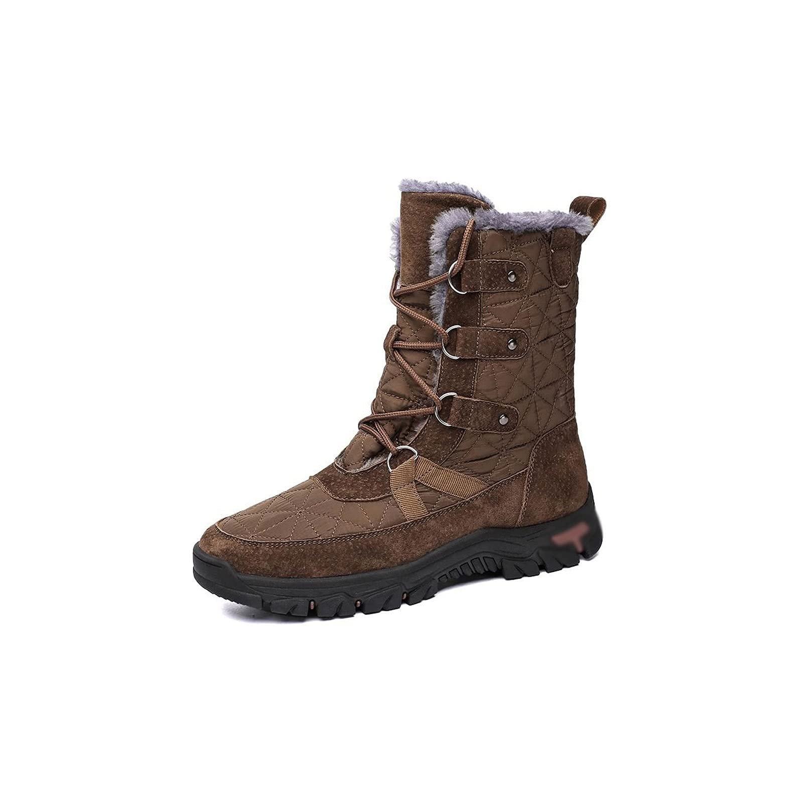 GAGC Men's Waterproof Winter Boots - Warm Plush Snow Boots for Hiking, Outdoor & Work - Non-Slip Ankle Boots (Brown, Size 8.5) | Perfect for Snowy Weather, Construction Sites & Winter Adventures