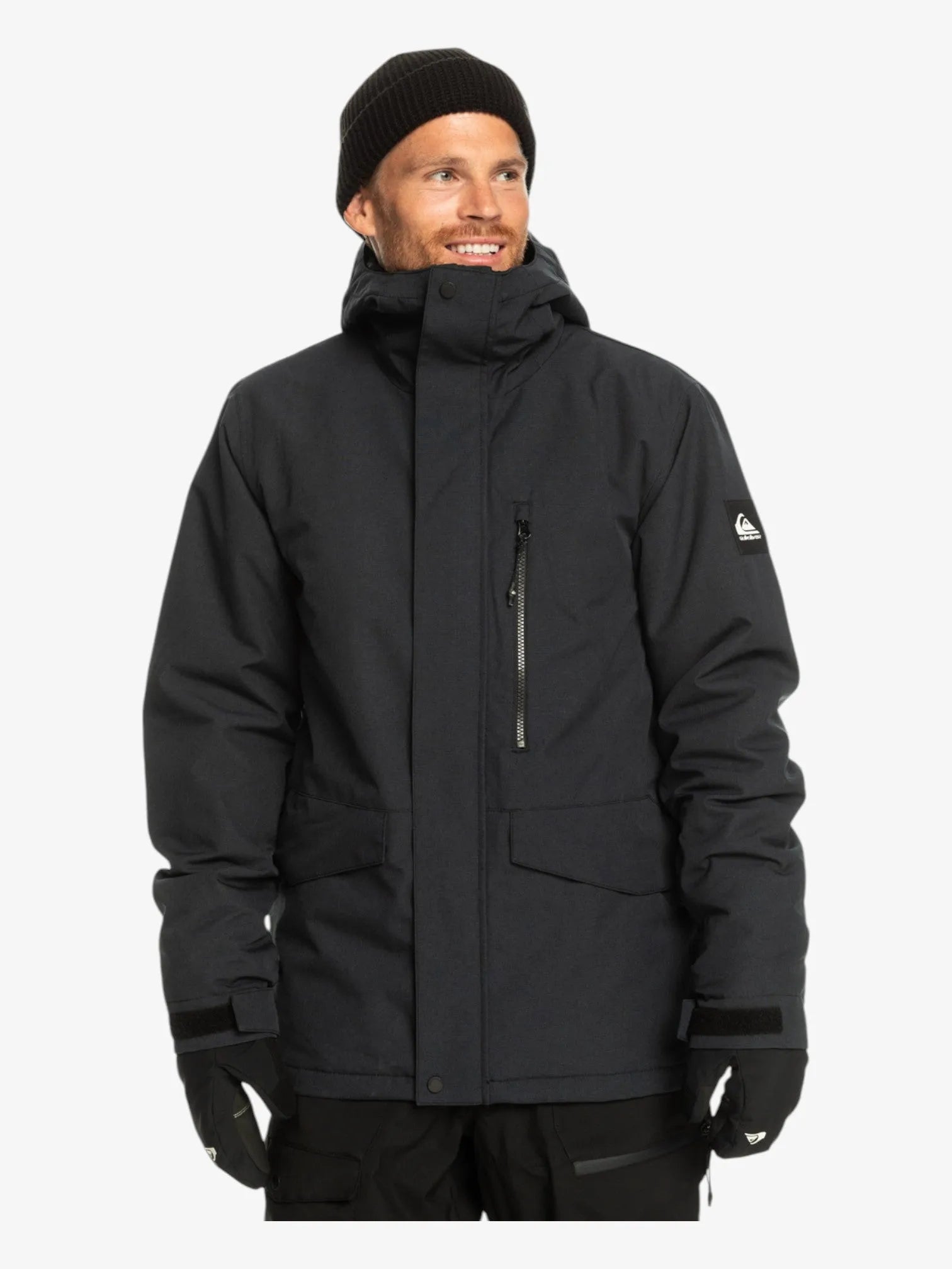 Quiksilver Mission Solid Black Snow Jacket - Waterproof & Insulated Winter Coat for Skiing, Snowboarding & Outdoor Adventures