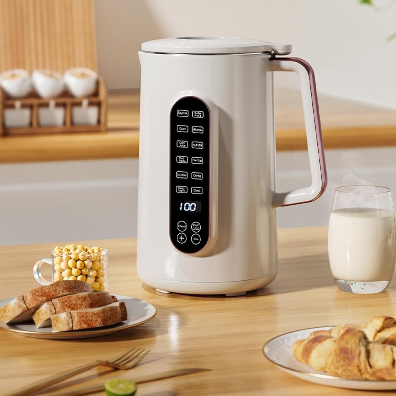 Best Mylk Machine - 8-in-1 Automatic Nut Milk Maker for Almond, Soy, Oat Milk (33oz Capacity) - No Straining Plant Milk Blender - Perfect for Vegan, Keto & Healthy Lifestyles - Great for Smoothies, Coffee Creamer & Homemade Dairy Alternatives (White)