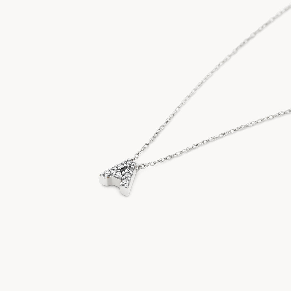 Diamond Letter A Necklace in Sterling Silver - Elegant Initial Jewelry for Women, Perfect for Gifts, Anniversaries & Everyday Wear