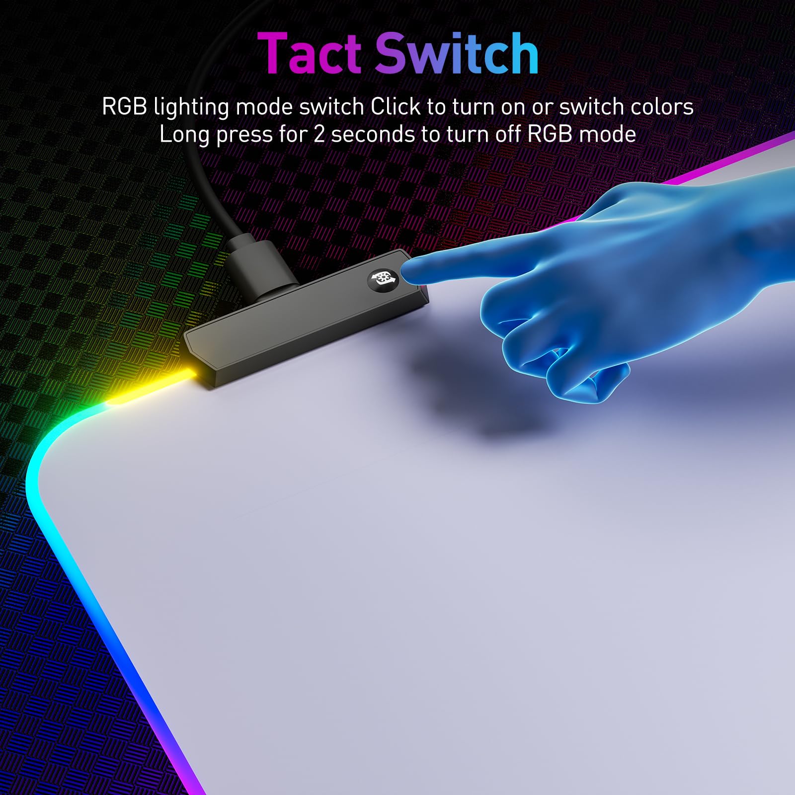 RGB LED Gaming Mouse Pad - Large Glowing Mouse Mat with 7 Color Modes (White) - Perfect for PC Gaming Setup, Office Work & Computer Enthusiasts
