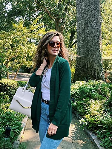 SUEANI Women's Open Front Long Sleeve Knit Cardigan with Pockets - Soft Casual Sweater for Fall & Winter, Perfect for Office, Lounge & Coffee Dates