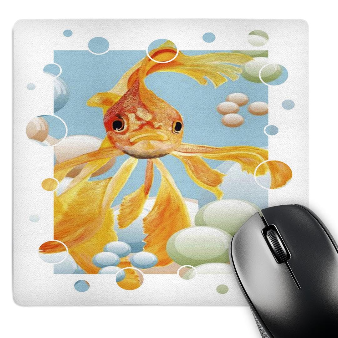 3D Rose 8x8 Inch Blowing Bubbles Goldfish Mouse Pad - Fantail, Ryukin & Fancy Goldfish Design, Non-Slip Gaming & Office Desk Mat (mp_46909_1) - Perfect for Computer Workstations, Gaming Setups & Home Offices