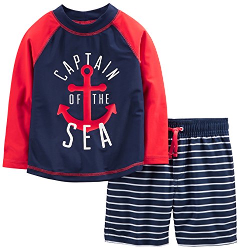 Navy Red Anchor/White Stripes