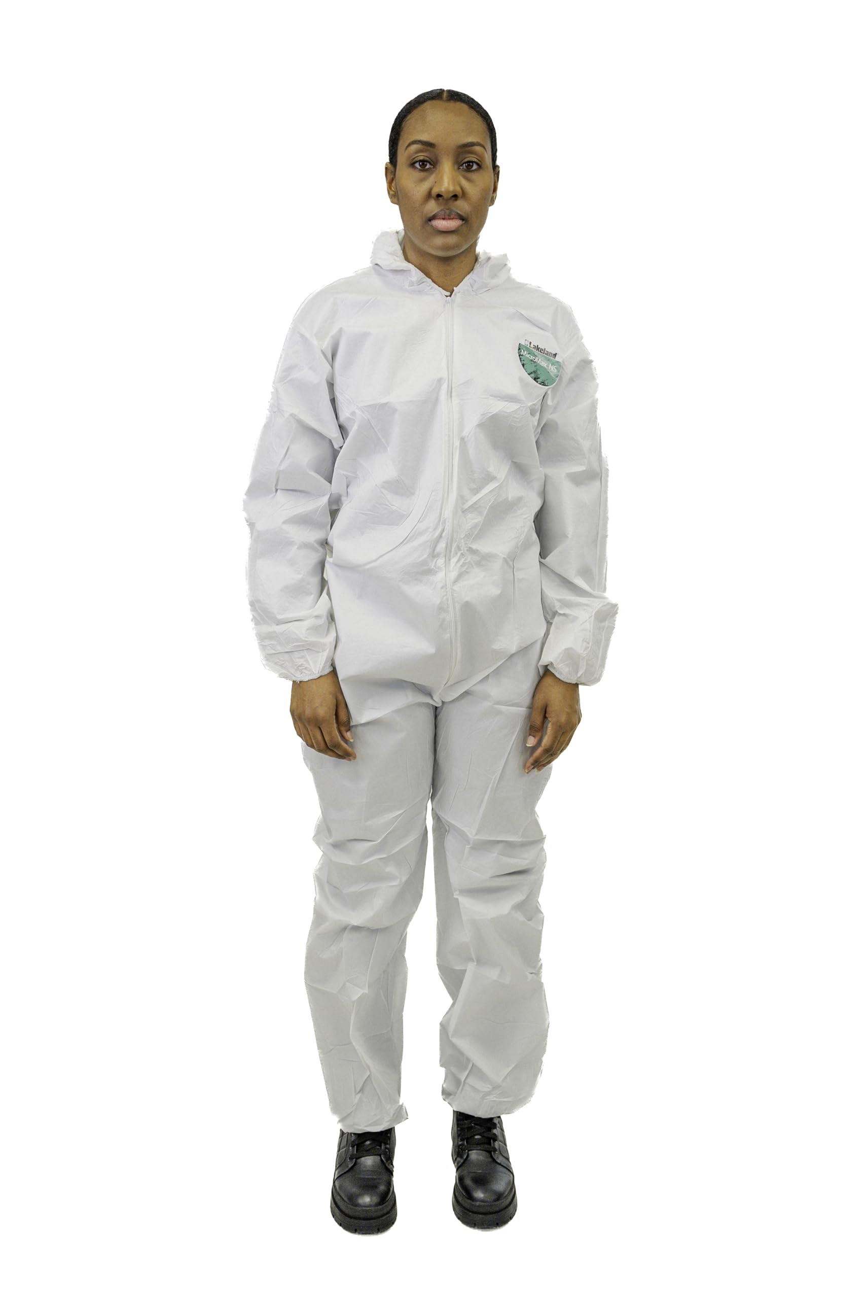 Lakeland MicroMax NS Disposable Coverall with Hood - Full Zipper, Elastic Wrists & Ankles - White PPE for Industrial, Medical & Chemical Protection